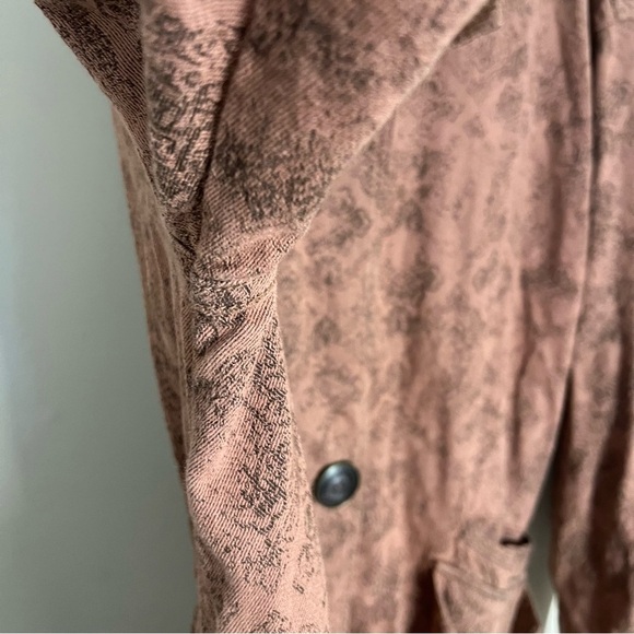 Free People Rusty Brown Boho Tapestry Print Victorian Button Down Coat Sz Small - Picture 10 of 14